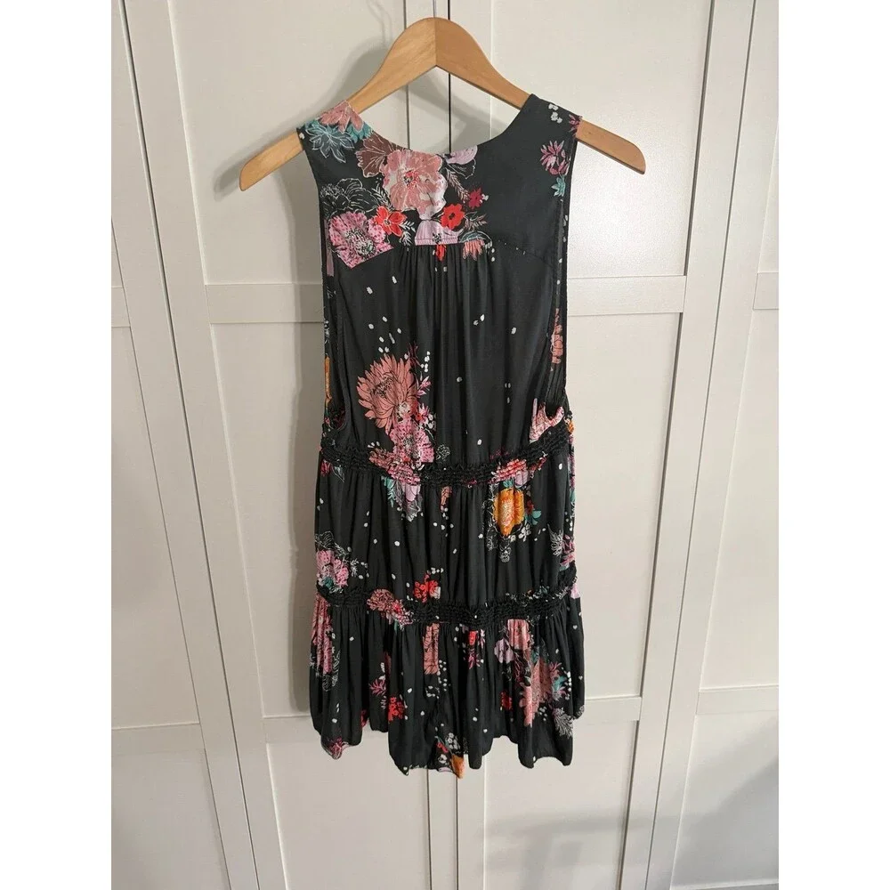 Free People Purple Haze Floral Tiered Tunic Tank Top Small Excellent Condition